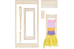 NBEADS 6Pcs Wood Weaving Loom Kit, Bookmark Loom with Weaving Comb and Crochet Needle, Perfect for Adult Beginners and Weavin