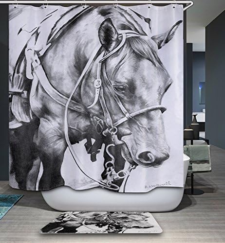 Amazon Com Gojeek Texas Horse Shower Curtain Rustic White Backdrop Wild Old Age Dala Native Horse Silhouette Western Barn Bathroom Decor Home Kitchen
