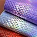 UINKE A4 Size 1pc Holographic Iridescent Mermaid Scale Faux Leather Fabric Sheet for Hair Bows Making DIY Crafts