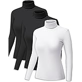 ZUTY 3 Pack Turtleneck Long Sleeve Shirts Thermal Underwear for Women Long Johns Winter Clothes Warm Base Layer Tops