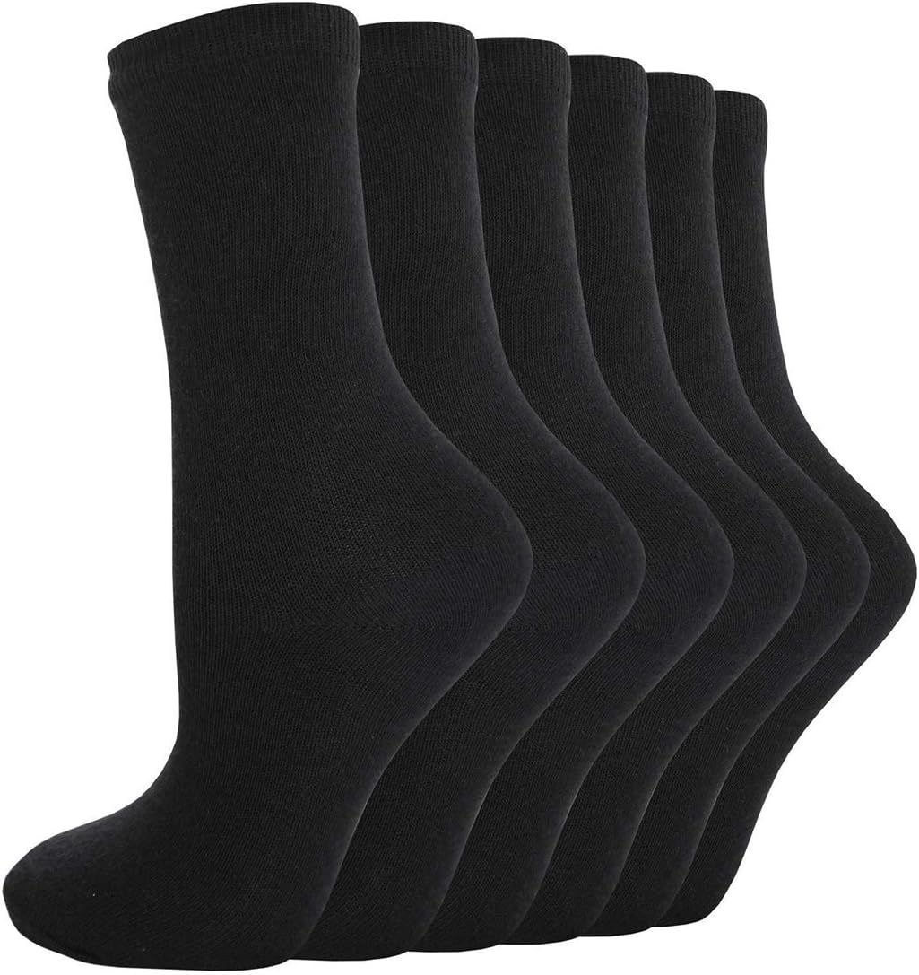 Hari Deals 6 Pairs Unisex Boys Girls School Plain Short Ankle Cotton Socks Black Navy Grey White