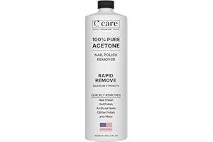C CARE 100% Pure Acetone Nail Polish Remover | Professional Quality | Easy To Use | Rapidly Removes Natural, Gel, Acrylic, and Glitter Nails | 8 Fl oz