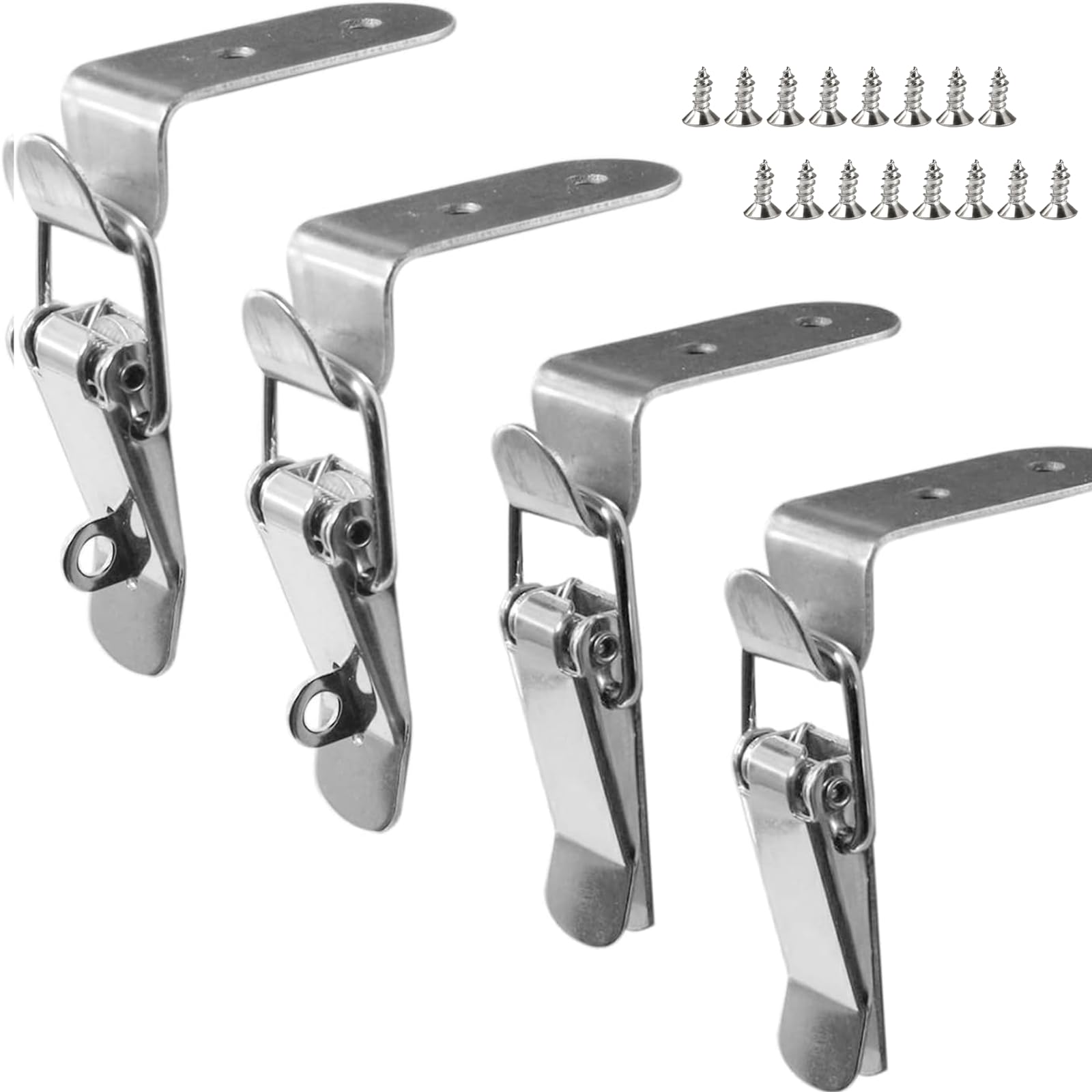 Vokowin 90 Degree Buckle Hook Lock Bolt Fitting Screw, Stainless Steel Safety Angle Locking Latch, Hasp Latch Lock Bolt for Doors and Windows (2PC Without Lock, 2PC with Lock Bolt) (K314-4)