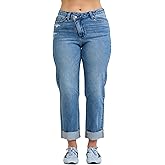 Yanhoo Womens Casual Straight Leg Jeans Distressed High Waisted Boyfriend Cuffed Ankle Length