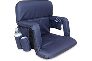 KHOMO GEAR Stadium Bleacher and Bench Seat Chair with Padded Reclining Cushion and Armrest and Carry Straps