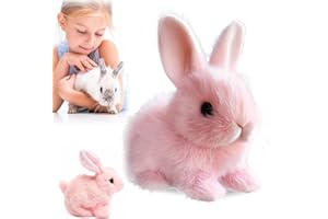 LUusmm Bunny - Easter My Realistic Bunny Toy, Interactive Bunny Realistic Bunny - Jumping, Twitching, and Shaking Ears, Bunny Realistic Bunny Toy, Bunbi Realistic Bunny, Realistic Bunny Toys (Pink)