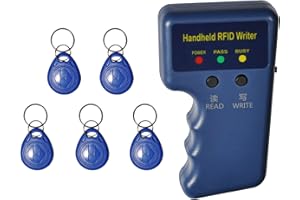 XIXEI 125KHz Proximity ID Duplicator for HID and AWID and Paradox Cards or keyfobs Handheld RFID Writer + 5 pcs Writable Key Fobs