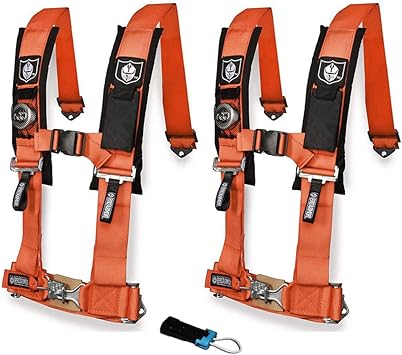 PRO ARMOR 4 POINT 2/" HARNESS SEAT BELTS PADDED PAIR BLUE W// BYPASS RZR XP TURBO