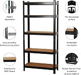 GadgetHaven 5 Tier Garage Shelving Unit Heavy Duty Steel 90x40x180 cm Black view 5