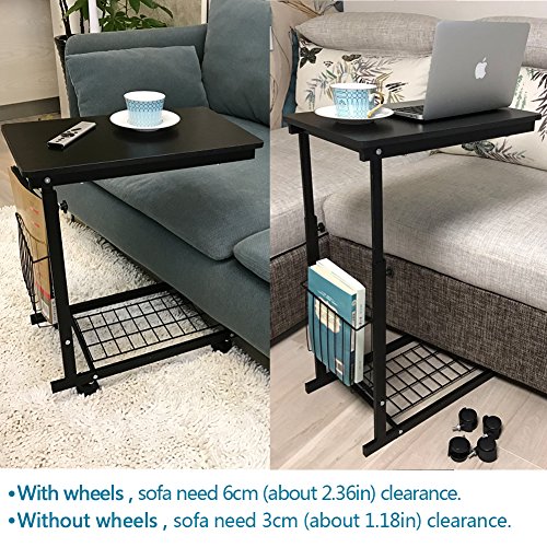 micoe Height Adjustable with wheels Sofa side table slide under adjustable Console table with storage Black for Entryway Hallway Home & Kitchen, Furniture, Living Room Furniture, Tables, End Tables