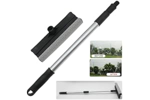 JINYI Car Windshield Wash Cleaner Extendable Window Squeegee Cleaner Scrubber Brush Wiper Sponge,with Long-Reach Handle, Unique Pivoting Head Window Glass Cleaner, Car & Home Interior Exterior Use (Black)
