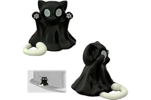 ARXONIS Ghost Toilet Bolt Covers Decorative Toilet Screw Cover Caps, Toilet Caps for Bottom of Toilet, Cute Toilet Bowl Bolt Covers for Bathroom Decor,Black Ghost Cat,2-Pack