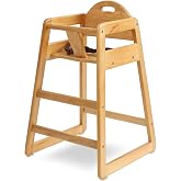 Wooden High Chair for Baby &amp; Toddler &ndash; Restaurant-Style Stackable HighChair with Commercial Grade Solid Wood for Dining Table &amp; Kitchen &ndash; Compact &amp; Portable Design for Home &amp; Restaurant Use -Natural