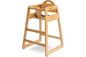 L.A. BABY Wooden High Chair for Baby & Toddler – Restaurant-Style Stackable HighChair with Commercial Grade Solid Wood for Dining Table & Kitchen – Compact & Portable Design for Home & Restaurant Use -Natural