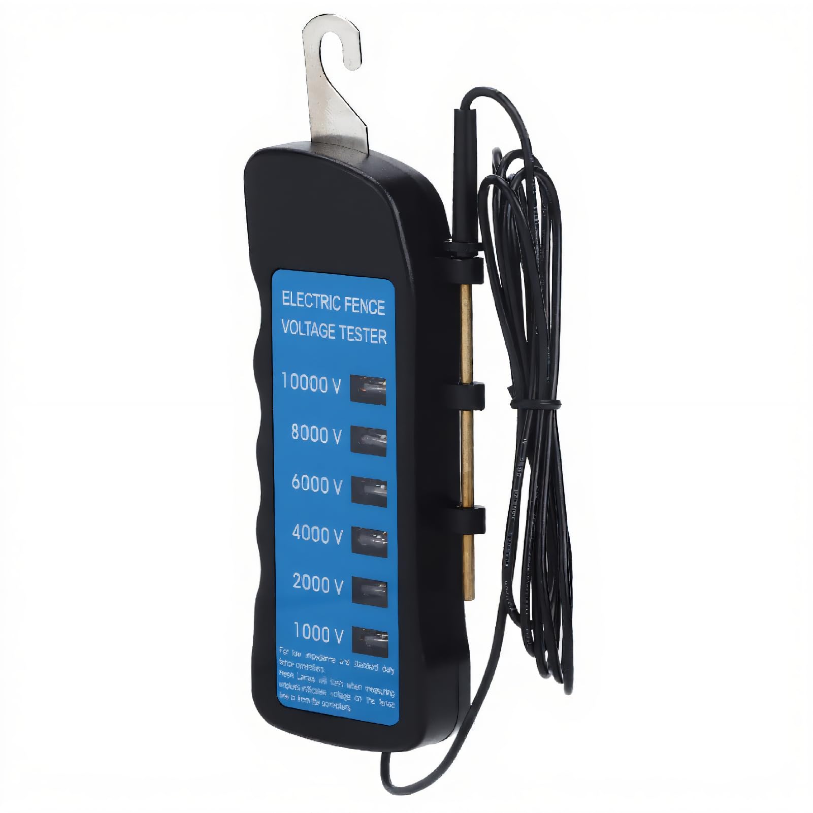 Electric Fence Tester Voltage Meter 10000V Waterproof Portable Voltmeter Testing Tool Fence Fault Finder with 6pcs Light for Farm Voltage Voltage Testers horse Voltage Testers