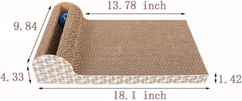 Old Tjikko Cat Scratch Pad, Scratcher with Catnip, Scratching Posts, Cat Toy Scratch Board Lounge with Bell-Ball (18.1"x 9.84" x 4.33") : Pet Supplies