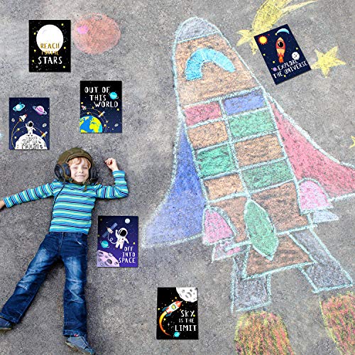 Blulu 9 Pieces Outer Space Decor for Kids Room Boy Bedroom Space Posters 8 x 10 Inch Cute Inspirational Art Decoration for Boys and Girls Playroom Space Nursery Decor