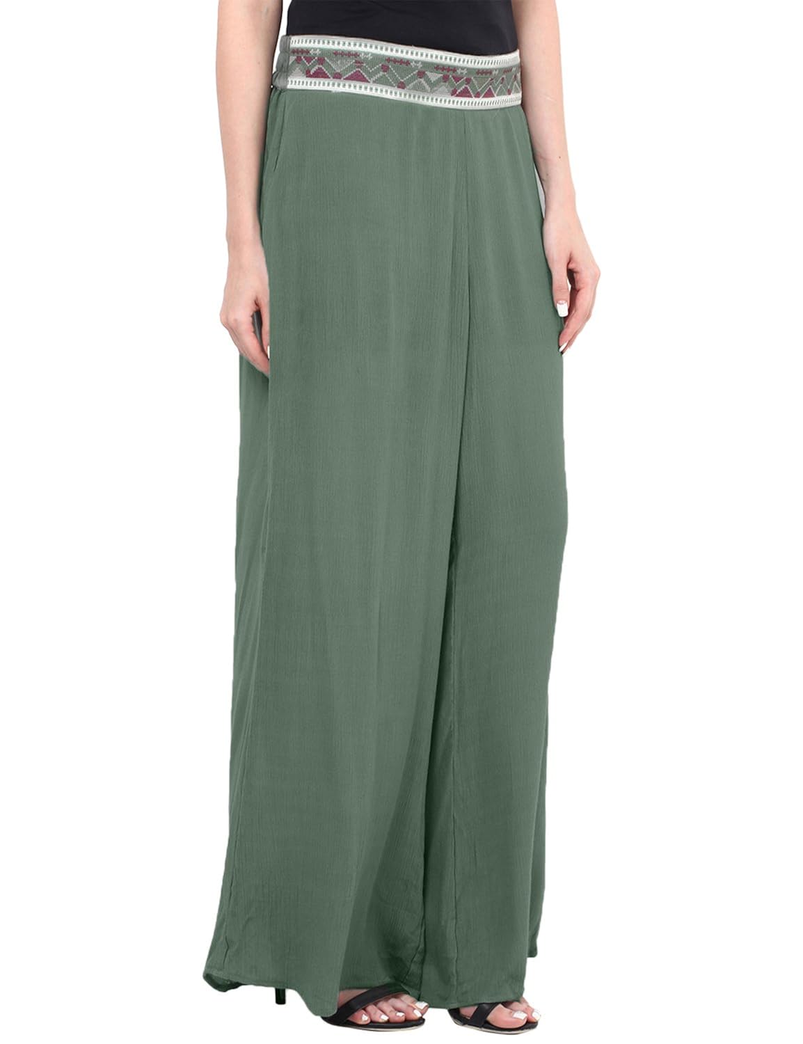 palazzo with embroidered waist band