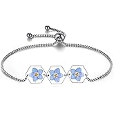 AUNTESIGN Forget-Me-Not Pressed Wildflower Bracelet | Pressed Flower Bracelet | Gold/Silver Pressed Flower Jewelry | Personalized Handmade Jewelry | Gift For Women