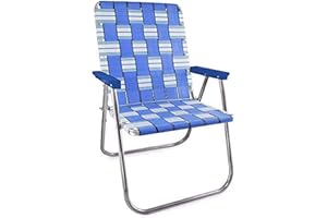 Lawn Chair USA Folding Aluminum Outdoor Patio Lawn Chair | Heavy-Duty Webbed Chairs for Camping, Sports, Beach, Yard & Tailgating | Lightweight Portable | Magnum - Blue Sands with Blue Arms