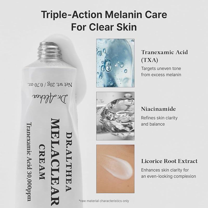 Melaclear Cream | Crème visage à la Niacinamide et à l’Acide Tranexamique (TXA) | Soin des taches pigmentaires et du teint irrégulier | Soin coréen vegan, 20 ml — photo 3 sur 6