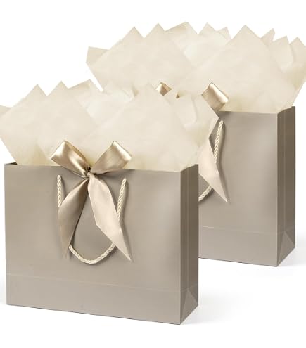 Letter E Gift Bag Set - 12.6x9.8x4.3 Inches, Includes Tissue & Card, For Birthday, Wedding, Baby Shower - View #2