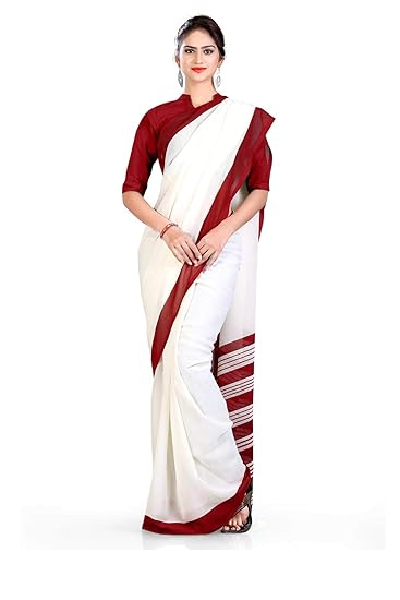Uniform Sarees Corp Solid Daily Wear Georgette Saree for Hospital Staff
