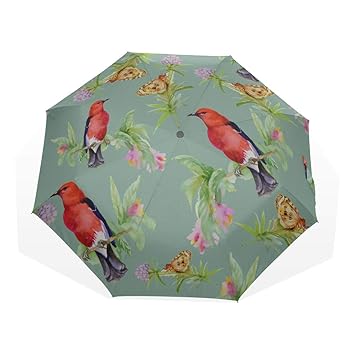 Parapluie Compact Imperméable Belles Fleurs Et Oiseaux