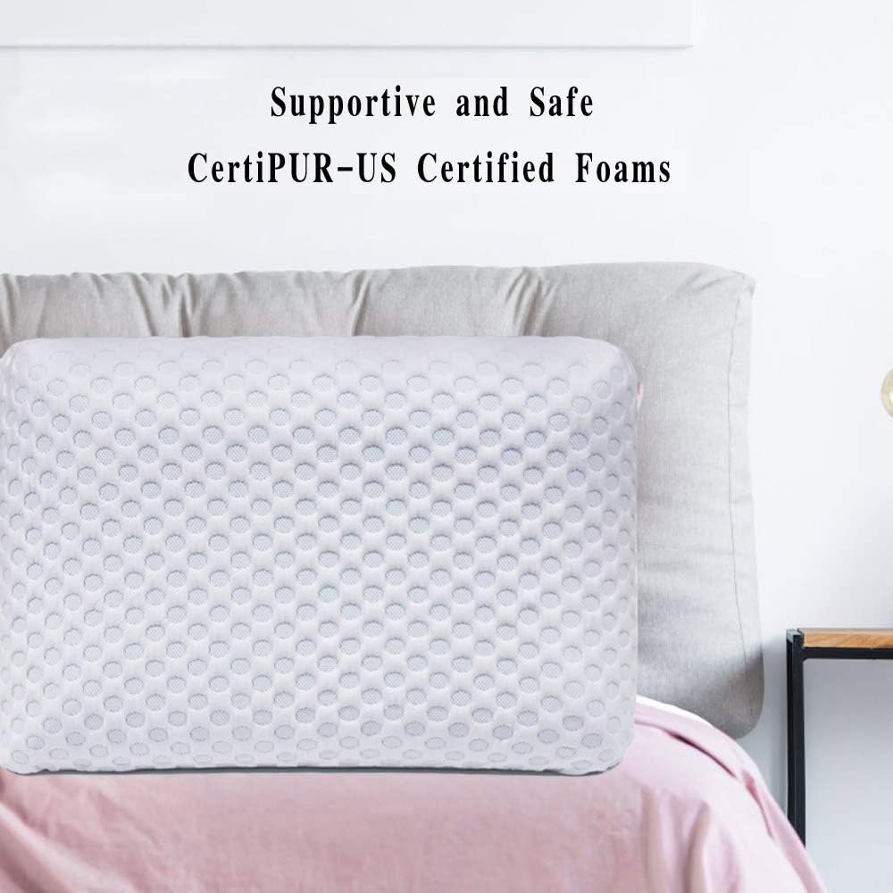Milemont Ventilated Gel Memory Foam Pillow, Bed Pillows for Sleeping, Neck Support for Back, Stomach, Side Sleepers, CertiPUR-US, Standard Size: Home & Kitchen