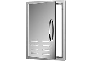 AHLOKI Outdoor Kitchen Double Access Door Stainless Steel BBQ Door for Outdoor Kitchen Island,W17''H24'' Vents
