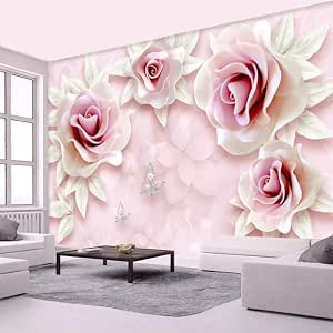 Yhzer Papel Tapiz Mural Personalizado Fresco Simple 3D En Relieve Rosa ...