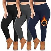 we fleece 3 Pack Plus Size Fleece Lined Leggings Women -Stretchy X-Large-4X Warm Winter Yoga Pants Thermal Leggings