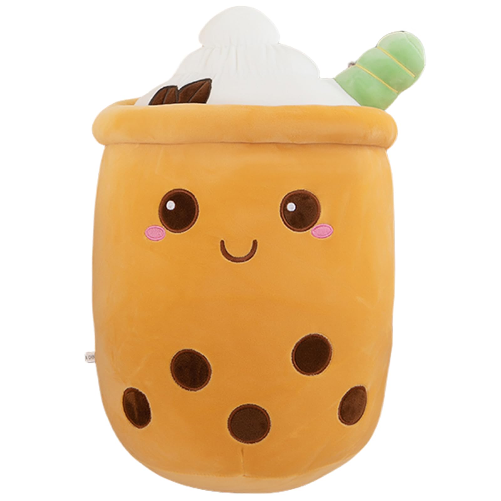 Bubble Tea Plush Pillows, Cute Boba Plushies Soft Toys Giant Stuffed Animal Pillow for Boba Lovers (Brown, 24cm)