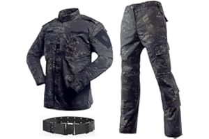 HANSTRONG GEAR Military Tactical Mens Hunting Combat BDU Uniform Suit Shirt & Pants with Belt MC