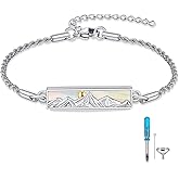SHEAISRS Mountain Urn Bracelet for Ashes for Women S925 Sterling Sliver Cremation Jewelry for Men Mustard Seed Memorial Keepsake Ash Holder Charm