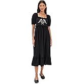 Another Girl Women's Embroidered Puff Sleeve Maxi Dress