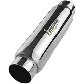 UPOWER 3" Inlet&amp;Outlet Exhaust Resonator,16" Overall Length Center Straight Through Stainless Steel Muffler,Polished