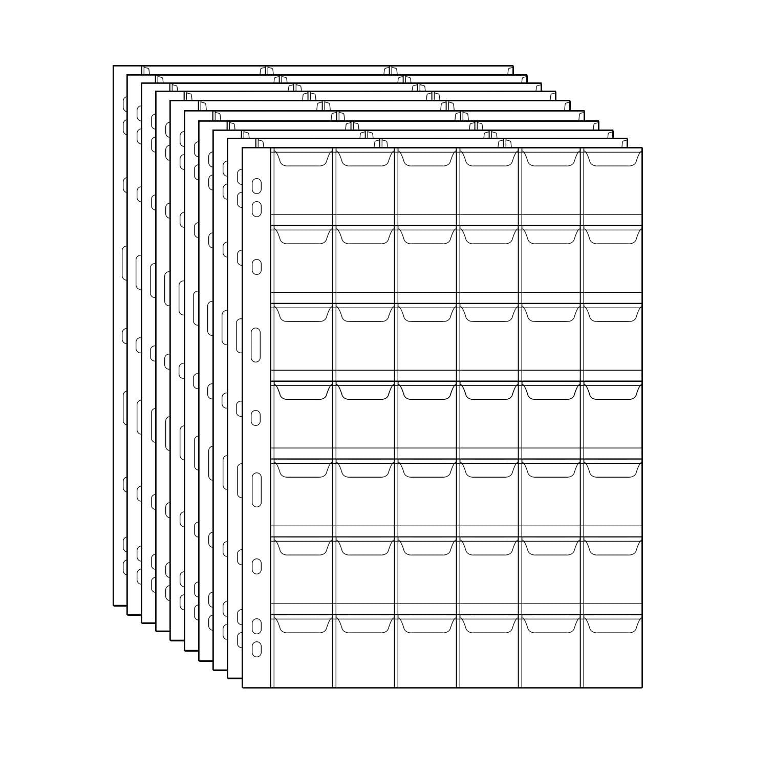Coin Pocket Pages - 42 Pockets/Sheet Standard 9-Hole Coin Pocket Inserts Collecting Sleeves for Coins 10 Sheets CS03142 Series