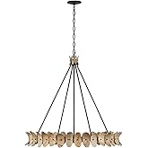 Savoy House 1-8124-8-26 Monarch Breegan Jane Designed Bohemian Rustic Coastal Natural Coconut Shell Round Chandelier, 8-Light