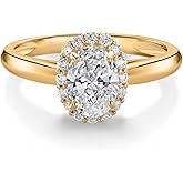 Gem Stone King 10K Yellow Gold Lab Grown Diamond Engagement Ring | 0.83 Cttw | Oval 7X5MM | DEF Color | VVS-VS Clarity | Wedding Engagement Anniversary Promise Gold Ring For Women