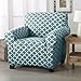 Home Fashion Designs Printed Twill Arm Chair Slipcover. One Piece Stretch Chair Cover. Strapless Arm Chair Cover for Living Room. Brenna Collection Slipcover. (Chair, Smoke Blue)