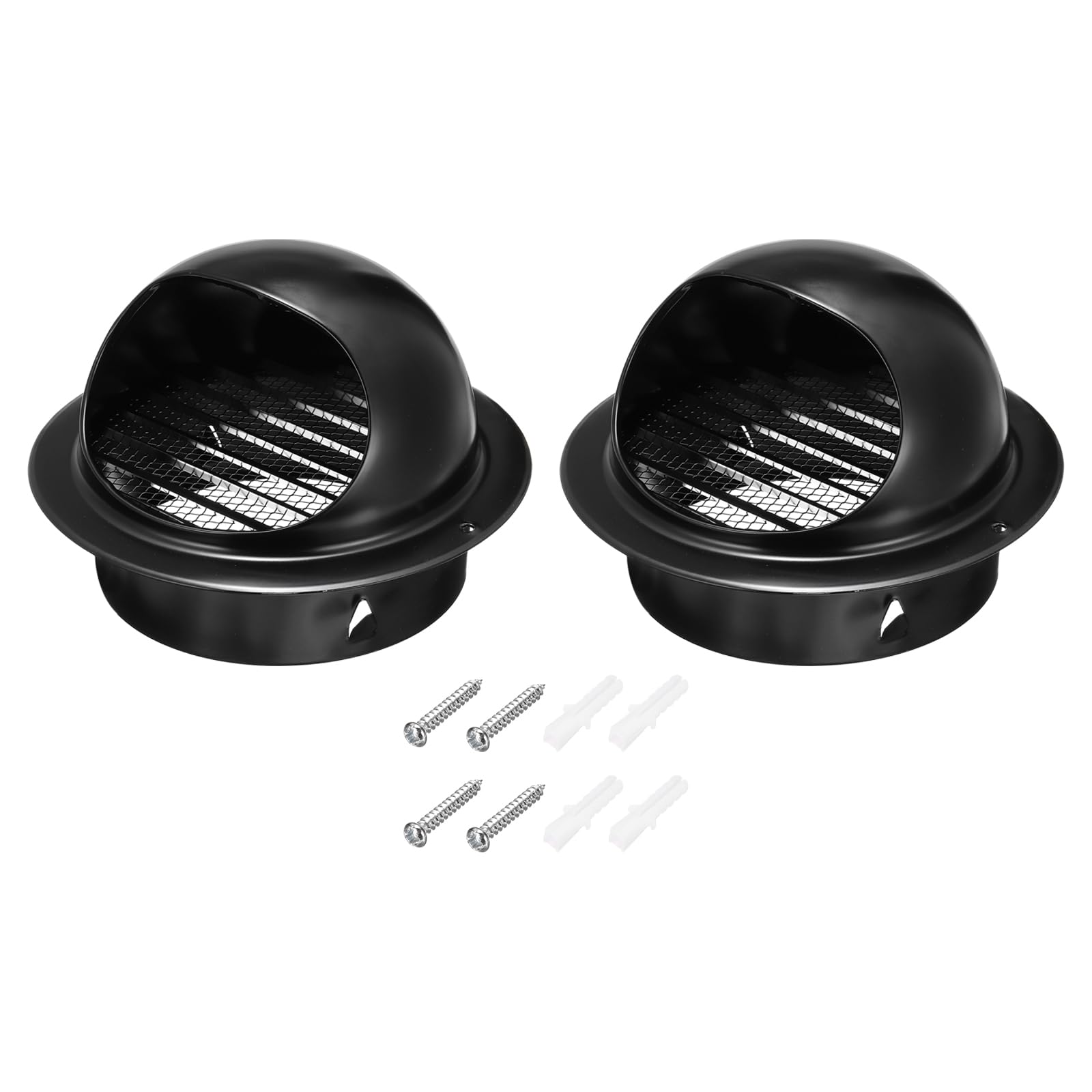 Photo 1 of PATIKIL 3 Inch Vent Round Cover, 2 Pack Stainless Steel Exterior Wall Air Vent Louvered Soffit Vent Exhaust Outlet Hood for HVAC Ducting Exhaust Extractor Fan, Black