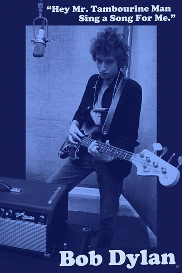 Amazon Com Bob Dylan In Studio Mr Tambourine Man Lyrics Classic Folk Rock Music Celebrity Poster Print 24x36 Posters Prints