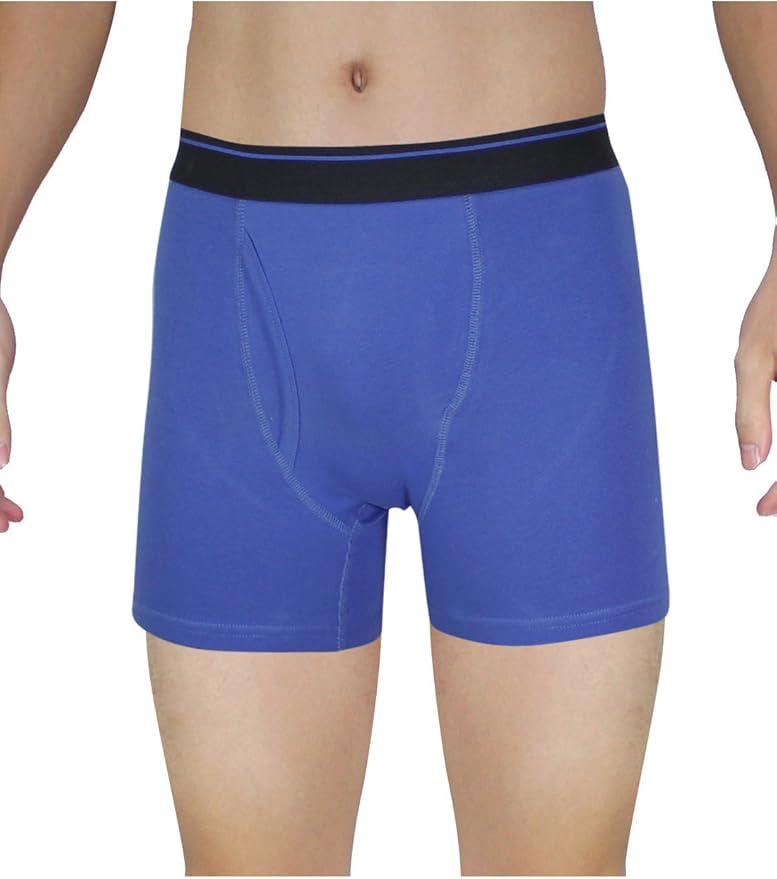 Mens Functional Open Fly Boxer Shorts / Underwear S Blue at Amazon Men