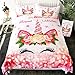 Sleepwish Floral Unicorn Bedding 3 Pieces Magical Kids Girls Duvet Cover Full Glitter Pink and Gold Eye Unicorn Face Bed Covers Unicorn Room Decor