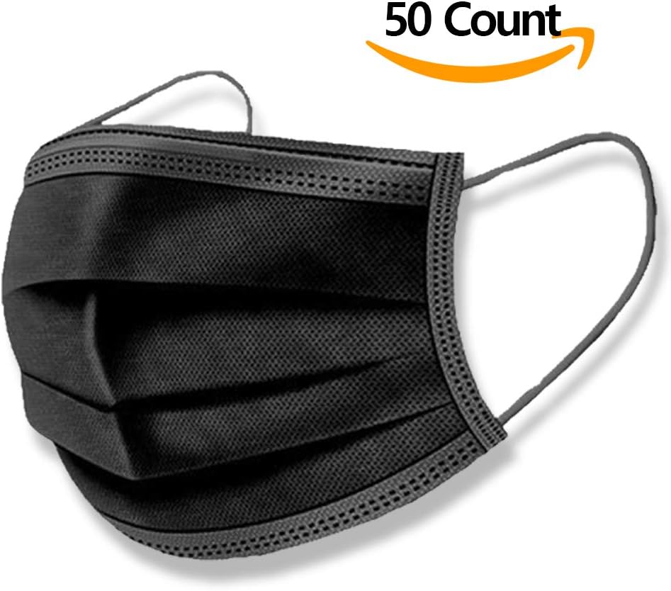 50Pcs Individual Pack Disposable Face Masks, Surgical Dental 4Layer Activated Carbon Mask Breathable Dust Filter Earloop