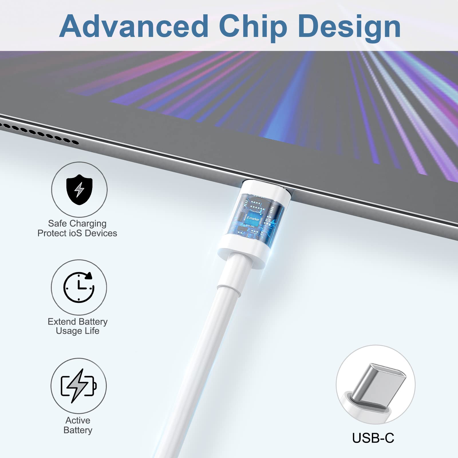 USB C to USB C Charging Cable for Apple, 6ft 60W 3Pack, USBC/Type C to Type C Fast Charger Cord Compatible for iPhone 17/17 Pro Max/17 Air, iPhone 16/16 Pro/16 Pro Max, iPad Pro/Air 5, MacBook