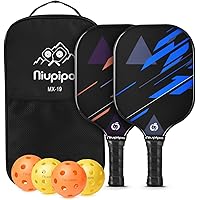 niupipo Pickleball Paddles, Lightweight Pickleball Rackets w/Fiberglass Surface, Fiberglass Surface, Pickleball Set with 4 Pi