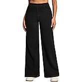 Ewedoos Wide Leg Jeans Woman Stretchy Sweatpant Jeans for Women Pull On High Waisted Straight Women Jeans Baggy Denim Pants