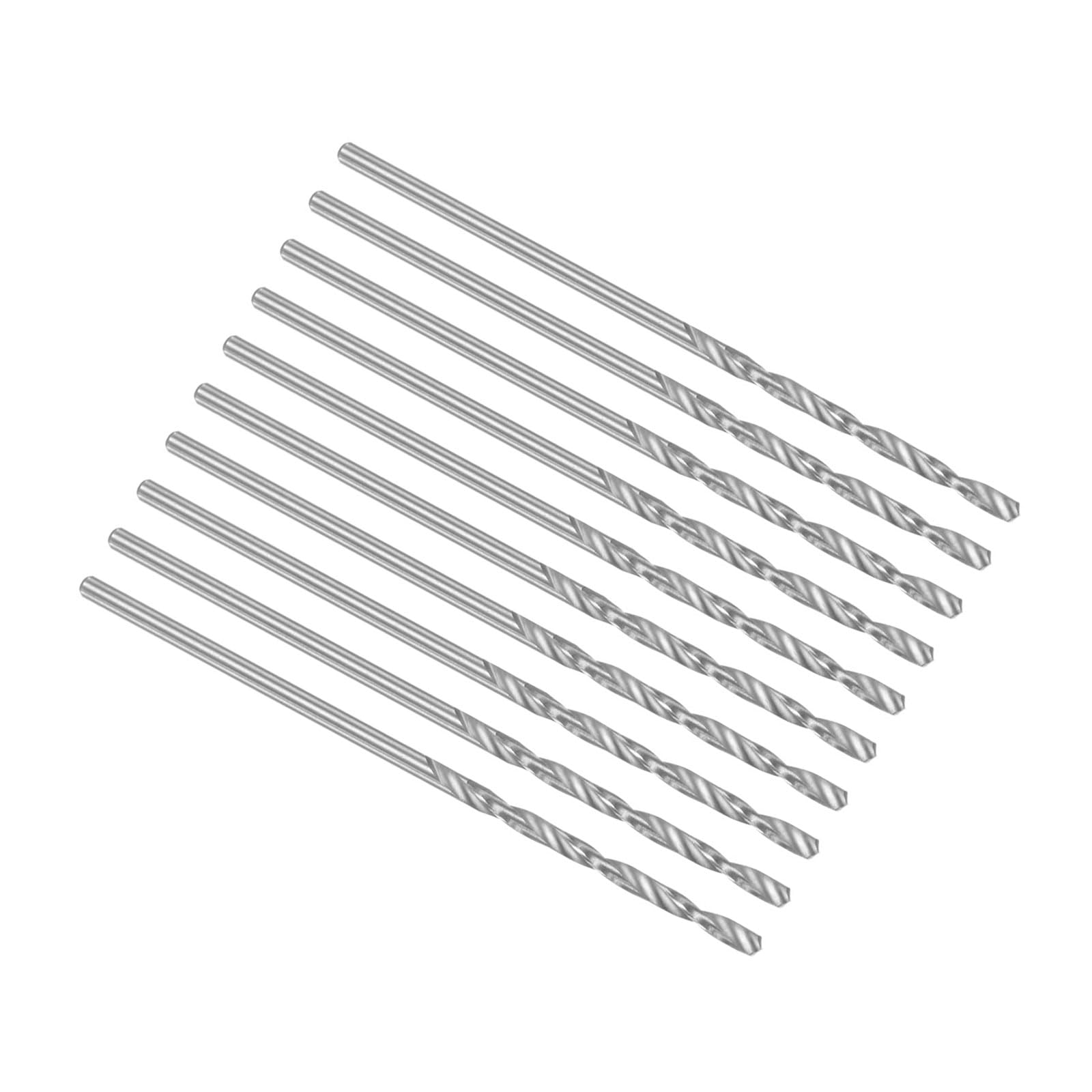 CoCud Twist Drill Bits, 0.06" Dia 1.7" Length, High Speed Steel Split Point Tip Straight Shank Drilling Bit - (Applications: for Steel Drilling), 10 Pieces